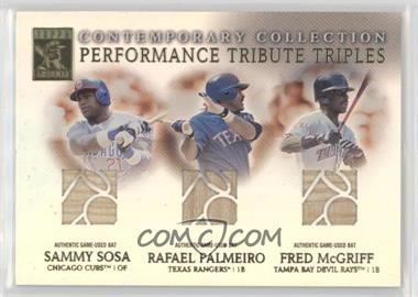 2003 Topps Tribute - Contemporary Edition - Performance Tribute Triples #PTT-SPM - Sammy Sosa, Rafael Palmeiro, Fred McGriff [EX to NM]