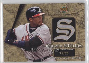 2003 Upper Deck Classic Portraits - Classic Stitches Jerseys - Gold #GJ-GS - Gary Sheffield /25