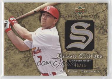 2003 Upper Deck Classic Portraits - Classic Stitches Jerseys - Gold #GJ-JD - J.D. Drew /25