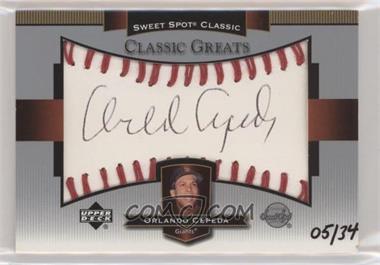 2003 Upper Deck Sweet Spot Classic - Classic Greats Autographs - Black Ink #CG-OC - Orlando Cepeda /34