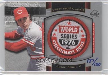 2003 Upper Deck Sweet Spot Classic - Souvenir Logo Patch #P-JB3 - Johnny Bench /150