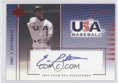 2003 Upper Deck USA Baseball - Team USA Signatures - Blue Ink #S-15 - Eric Patterson /250