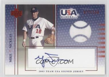 2003 Upper Deck USA Baseball - Team USA Signed Jerseys - Blue Ink #J-11 - Mike Nickeas /150