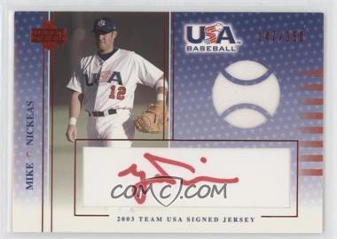 2003 Upper Deck USA Baseball - Team USA Signed Jerseys - Red Ink #J-11 - Mike Nickeas /350