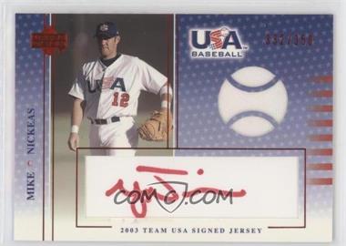 2003 Upper Deck USA Baseball - Team USA Signed Jerseys - Red Ink #J-11 - Mike Nickeas /350