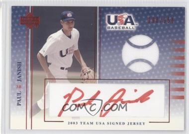 2003 Upper Deck USA Baseball - Team USA Signed Jerseys - Red Ink #J-13 - Paul Janish /350