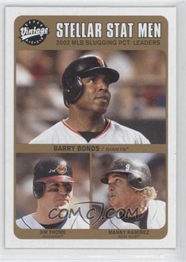 2003 Upper Deck Vintage - [Base] #246 - Stellar Stat Men - Jim Thome, Barry Bonds, Manny Ramirez