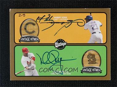 2003 Upper Deck Vintage - Vintage Hitmen Double Signed - Gold #VHS-MS - Sammy Sosa, Mark McGwire /5