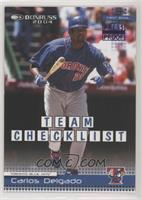 Team Checklist - Carlos Delgado [Noted] #/100