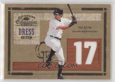 2004 Donruss Classics - Dress Code - Jersey Number Game-Worn Jersey #DC-7 - Todd Helton /100
