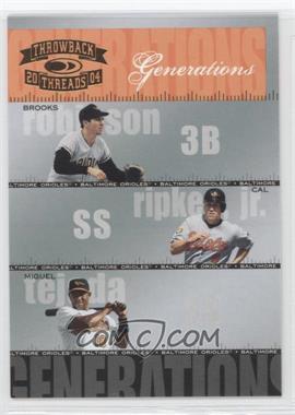 2004 Donruss Throwback Threads - Generations #G-9 - Cal Ripken Jr., Miguel Tejada, Brooks Robinson /1500