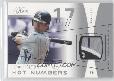 2004 Flair - Hot Numbers Game Used - Silver Patch #HN-TH - Todd Helton /50