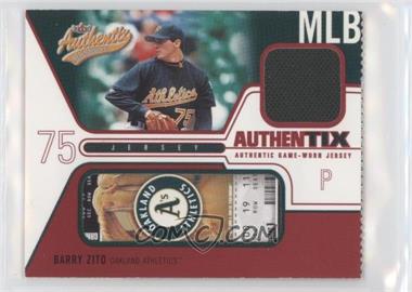 2004 Fleer Authentix - Game Jerseys - Ripped #JA-BZ - Barry Zito