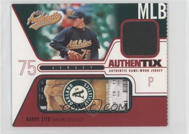 2004 Fleer Authentix - Game Jerseys - Ripped #JA-BZ - Barry Zito