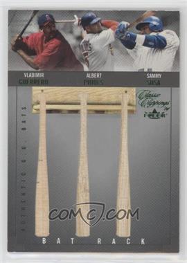 2004 Fleer Classic Clippings - Bat Rack Triple - Green #BR-G/P/S - Vladimir Guerrero, Albert Pujols, Sammy Sosa /175
