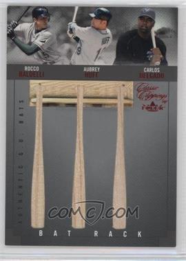 2004 Fleer Classic Clippings - Bat Rack Triple - Red #BR-B/H/D - Rocco Baldelli, Aubrey Huff, Carlos Delgado /50