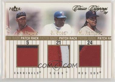 2004 Fleer Classic Clippings - Jersey Rack Triple - Gold Patch Missing Serial Number #JR-P/S/R - Albert Pujols, Sammy Sosa, Manny Ramirez