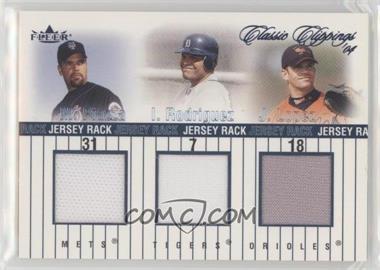 2004 Fleer Classic Clippings - Jersey Rack Triple #JR-P/R/L - Mike Piazza, Ivan Rodriguez, Javy Lopez /225