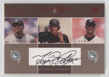 2004 Fleer Classic Clippings - Phenom Lineup - Red #PLA-MC - Miguel Cabrera, Luis Castillo, Mike Lowell (Miguel Cabrera Autograph) /150 [EX to NM]