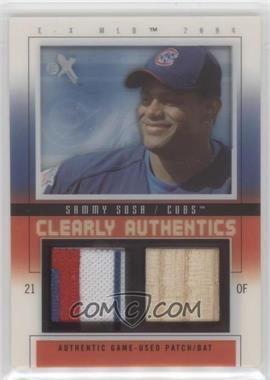 2004 Fleer E-X - Clearly Authentics - Pewter Bat/Patch #CA-SS - Sammy Sosa /44