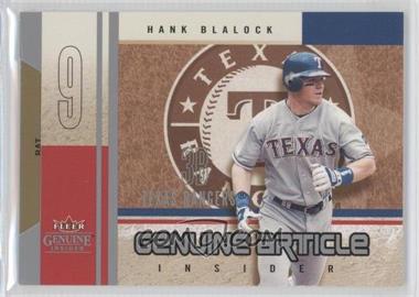 2004 Fleer Genuine Insider - Genuine Article Insider - Bat #GI-HB - Hank Blalock /100