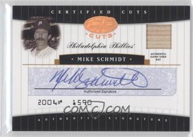 2004 Leaf Certified Cuts - Check Signatures - Blue Materials #CC-49 - Mike Schmidt /25