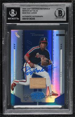 2004 Leaf Certified Materials - [Base] - Blue Mirror Bat #229 - Rod Carew /50 [BAS BGS Authentic]