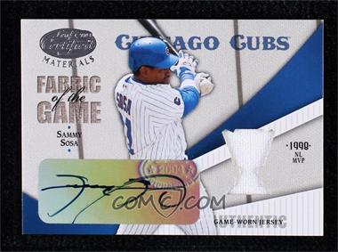 2004 Leaf Certified Materials - Fabric of the Game - Award Autographs #FG-133 - Sammy Sosa /2