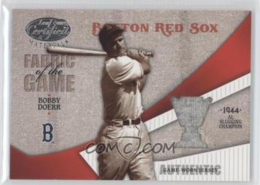 2004 Leaf Certified Materials - Fabric of the Game - Award #FG-15 - Bobby Doerr /50