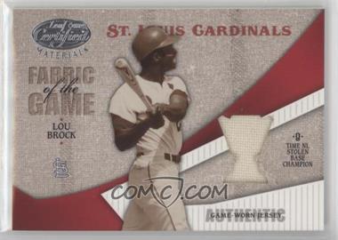 2004 Leaf Certified Materials - Fabric of the Game - Award #FG-68 - Lou Brock /50