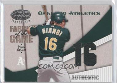 2004 Leaf Certified Materials - Fabric of the Game - Jersey Number #FG-144 - Jason Giambi /16