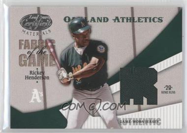 2004 Leaf Certified Materials - Fabric of the Game - Stats #FG-189 - Rickey Henderson /28