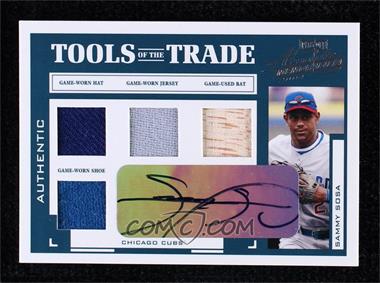 2004 Playoff Absolute Memorabilia - Tools of the Trade - Green Quad Autographed Materials #TT-133 - Sammy Sosa /1