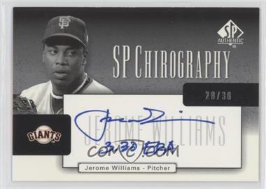 2004 SP Authentic - SP Chirography - Silver Black & White #CA-JW - Jerome Williams /30