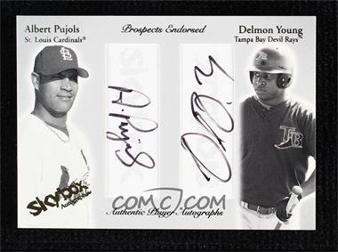 2004 Skybox Autographics - Prospects Endorsed Dual - Autographs #PEA-AP/DY - Albert Pujols, Delmon Young /50