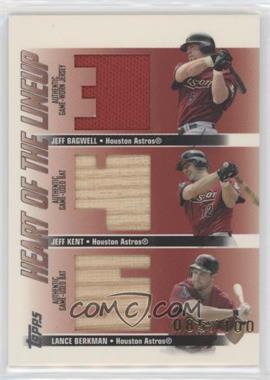 2004 Topps Clubhouse Collection - Heart of the Lineup Triple Relics #HL-HOU - Jeff Bagwell, Jeff Kent, Lance Berkman /100