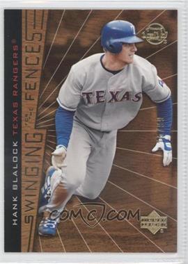 2004 Upper Deck Sweet Spot - [Base] - Wood Variation #184 - Swinging for the Fences - Hank Blalock /99