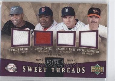 2004 Upper Deck Sweet Spot - Sweet Threads Quad - Jerseys #STQ-DOGP - Carlos Delgado, David Ortiz, Jason Giambi, Rafael Palmeiro /99