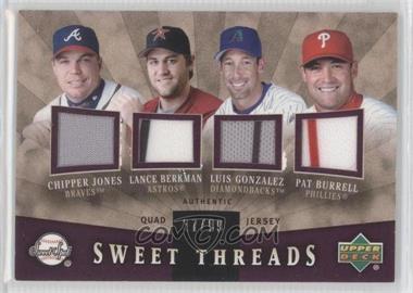 2004 Upper Deck Sweet Spot - Sweet Threads Quad - Jerseys #STQ-JBGB - Chipper Jones, Lance Berkman, Luis Gonzalez, Pat Burrell /99