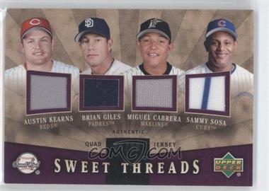 2004 Upper Deck Sweet Spot - Sweet Threads Quad - Jerseys #STQ-KGCS - Austin Kearns, Brian Giles, Miguel Cabrera, Sammy Sosa /99