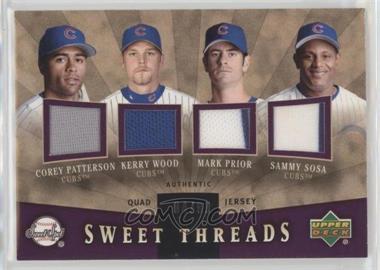2004 Upper Deck Sweet Spot - Sweet Threads Quad - Jerseys #STQ-PWPS - Corey Patterson, Kerry Wood, Mark Prior, Sammy Sosa /99