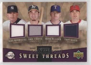 2004 Upper Deck Sweet Spot - Sweet Threads Quad - Jerseys #STQ-RCBG - Alex Rodriguez, Eric Chavez, Hank Blalock, Troy Glaus /99