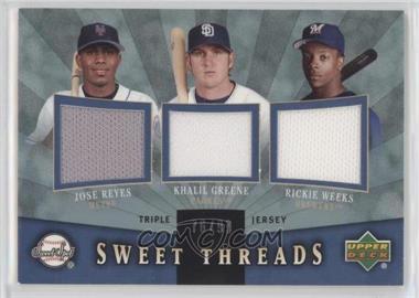 2004 Upper Deck Sweet Spot - Sweet Threads Triple - Jerseys #STT-RGW - Khalil Greene, Jose Reyes, Rickie Weeks /99