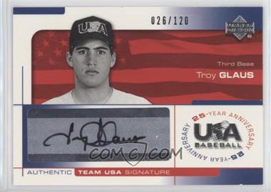 2004 Upper Deck USA Baseball 25-Year Anniversary - Signatures - Black Ink #GLA - Troy Glaus /120