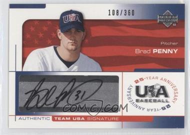 2004 Upper Deck USA Baseball 25-Year Anniversary - Signatures - Black Ink #PEN - Brad Penny /360