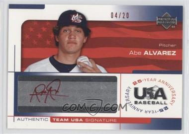 2004 Upper Deck USA Baseball 25-Year Anniversary - Signatures - Red Ink #ALV - Abe Alvarez /20
