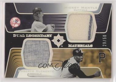 2004 Upper Deck Ultimate Collection - Dual Legendary Materials #DLM-MC - Mickey Mantle, Roberto Clemente /50 [EX to NM]