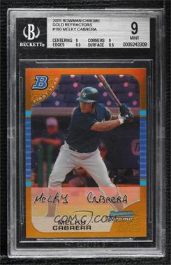 2005 Bowman Chrome - [Base] - Gold Refractor #190 - First Year - Melky Cabrera /50 [BGS 9 MINT]