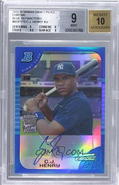 2005 Bowman Draft Picks & Prospects - Chrome - Blue Refractor #BDP179 - C.J. Henry /150 [BGS 9 MINT]