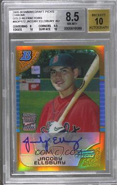 2005 Bowman Draft Picks & Prospects - Chrome - Gold Refractor #BDP172 - Jacoby Ellsbury /50 [BGS 8.5 NM‑MT+]